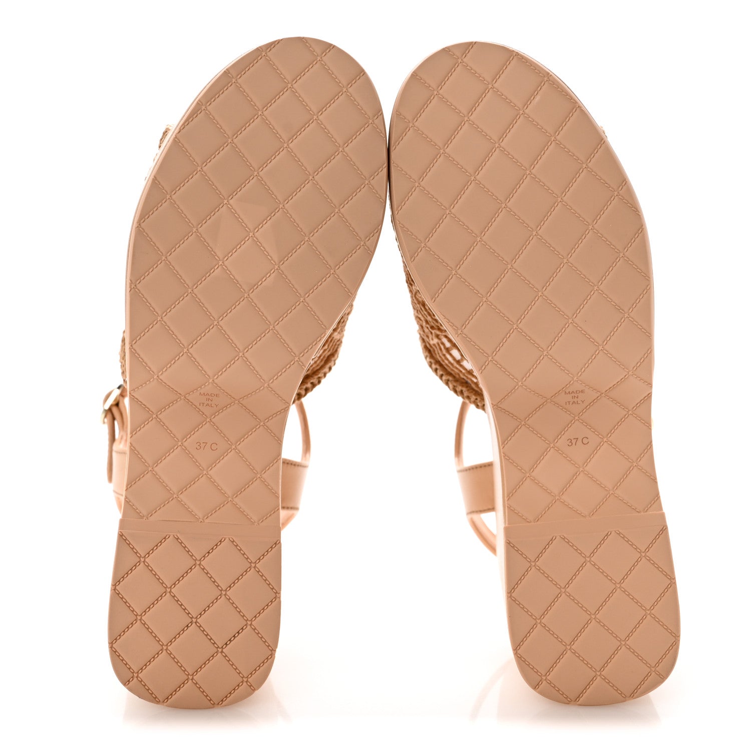 Chanel Fabric Calfskin CC Platform Sandals 37 Beige 6 of 10
