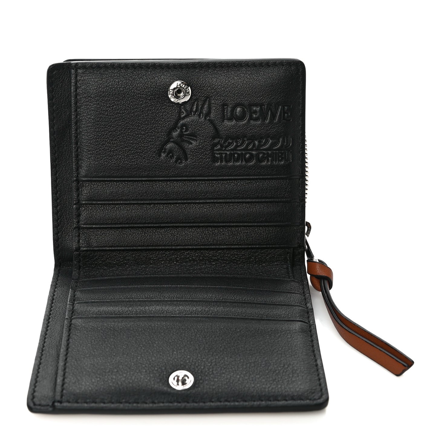 X SPIRITED AWAY Calfskin Susuwatari Compact Zip Wallet Havane