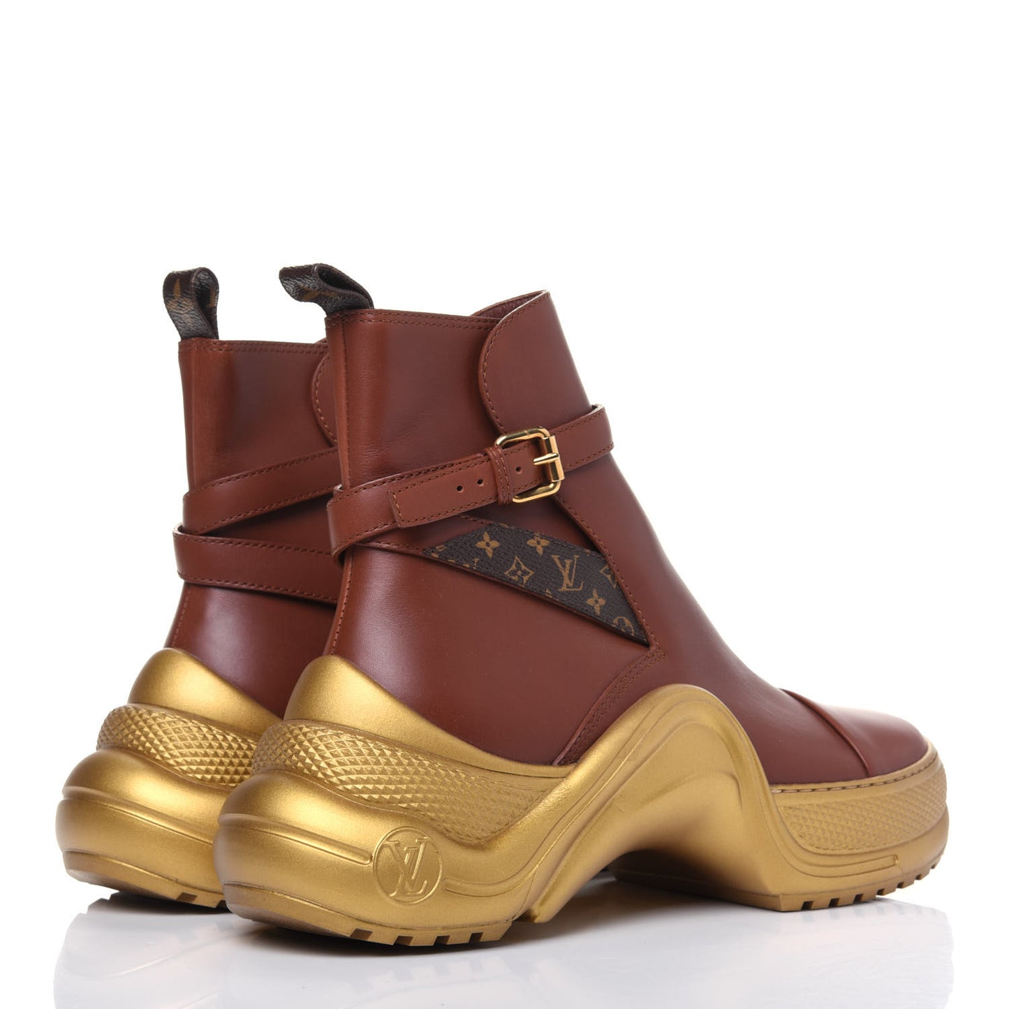 Calfskin Monogram LV Archlight Sneaker Boots 39 Cognac Brown