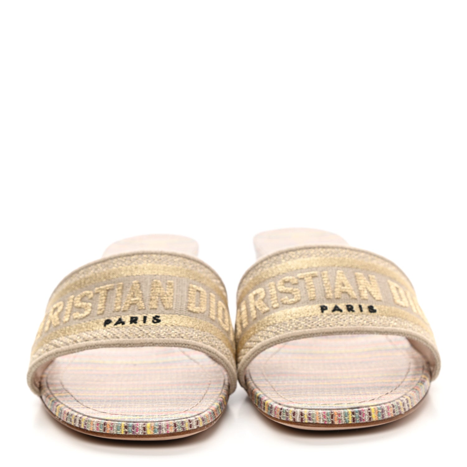 Christian Dior Lurex Romance Embroidered Dway 40mm Slide Sandals 39.5 Metal Multicolor 2 of 9