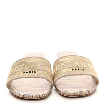 Christian Dior Lurex Romance Embroidered Dway 40mm Slide Sandals 39.5 Metal Multicolor 2 of 9
