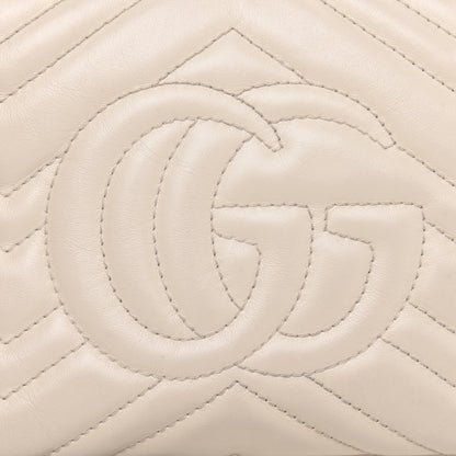 Gucci Calfskin Matelasse Small GG Marmont Chain Shoulder Bag White 12 of 13