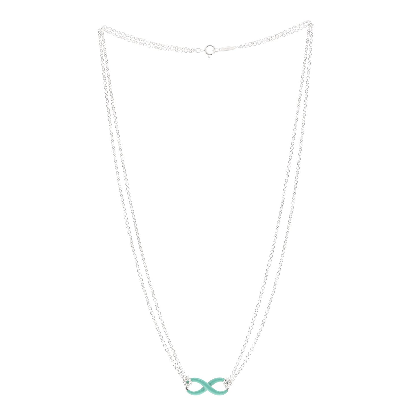 Sterling Silver Enamel Infinity Necklace Blue
