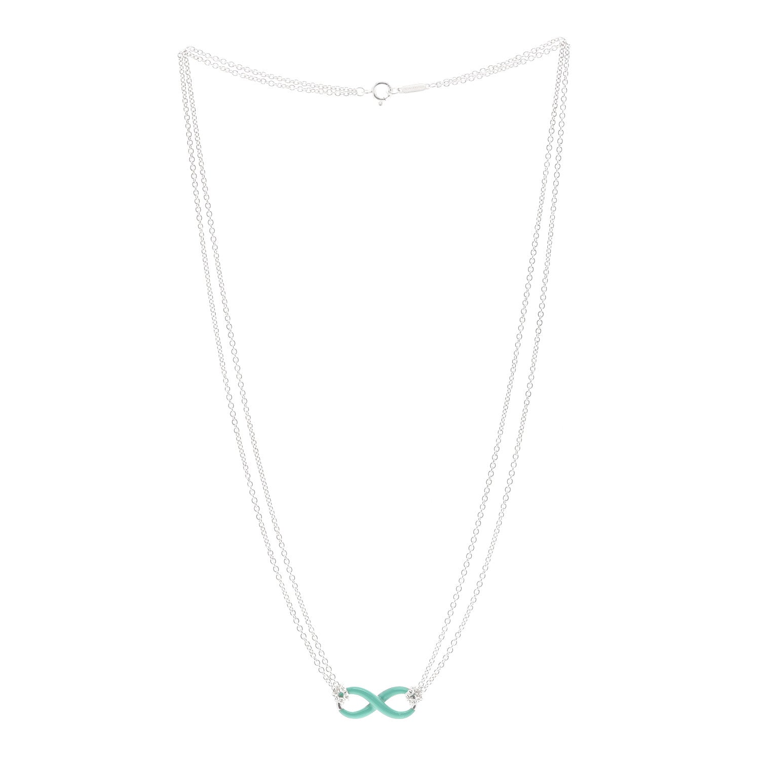 Tiffany Sterling Silver Enamel Infinity Necklace Blue 3 of 5