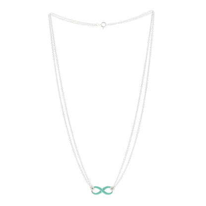 Tiffany Sterling Silver Enamel Infinity Necklace Blue 3 of 5