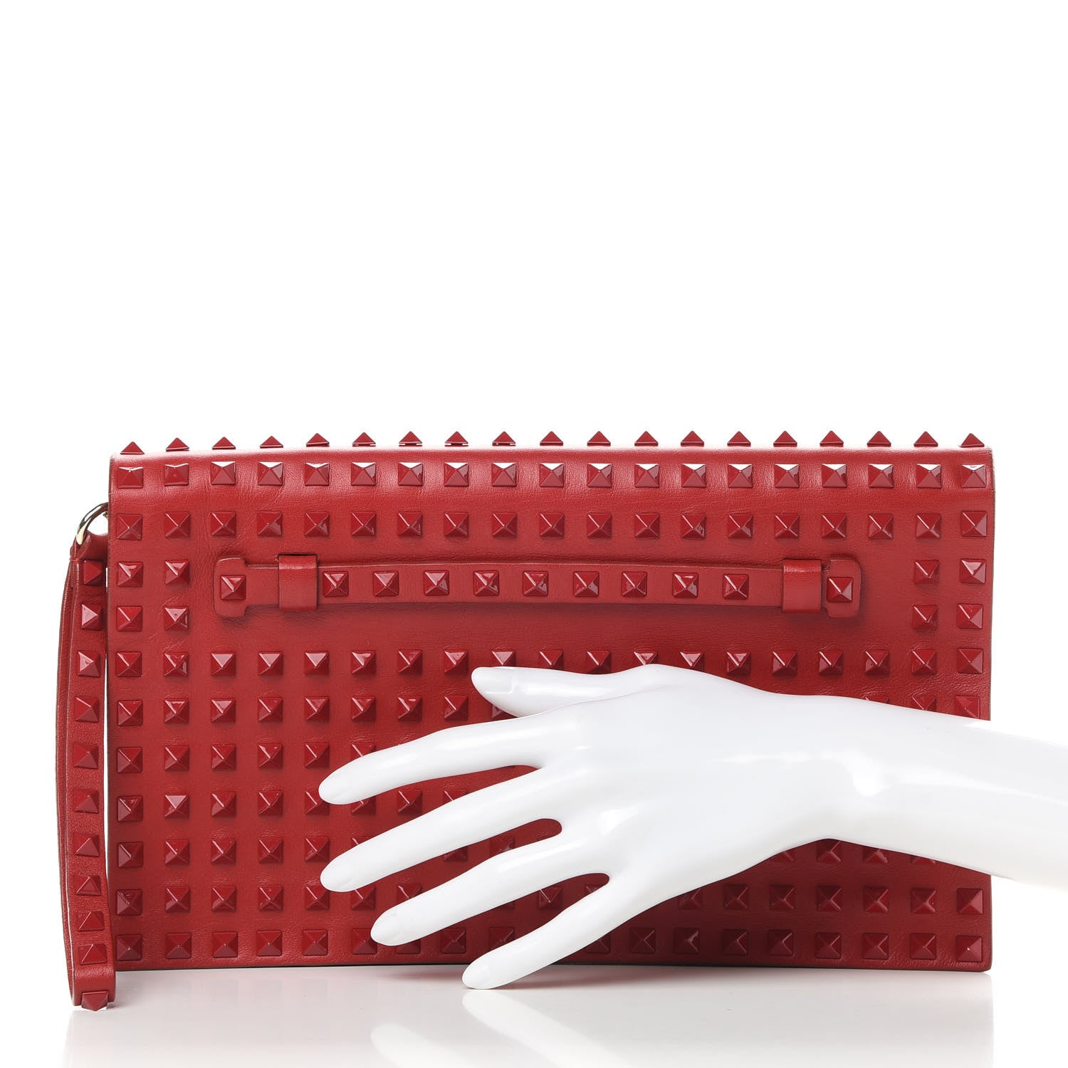 Valentino Garavani Nappa Rockstud All Over Wristlet Clutch Red 2 of 11
