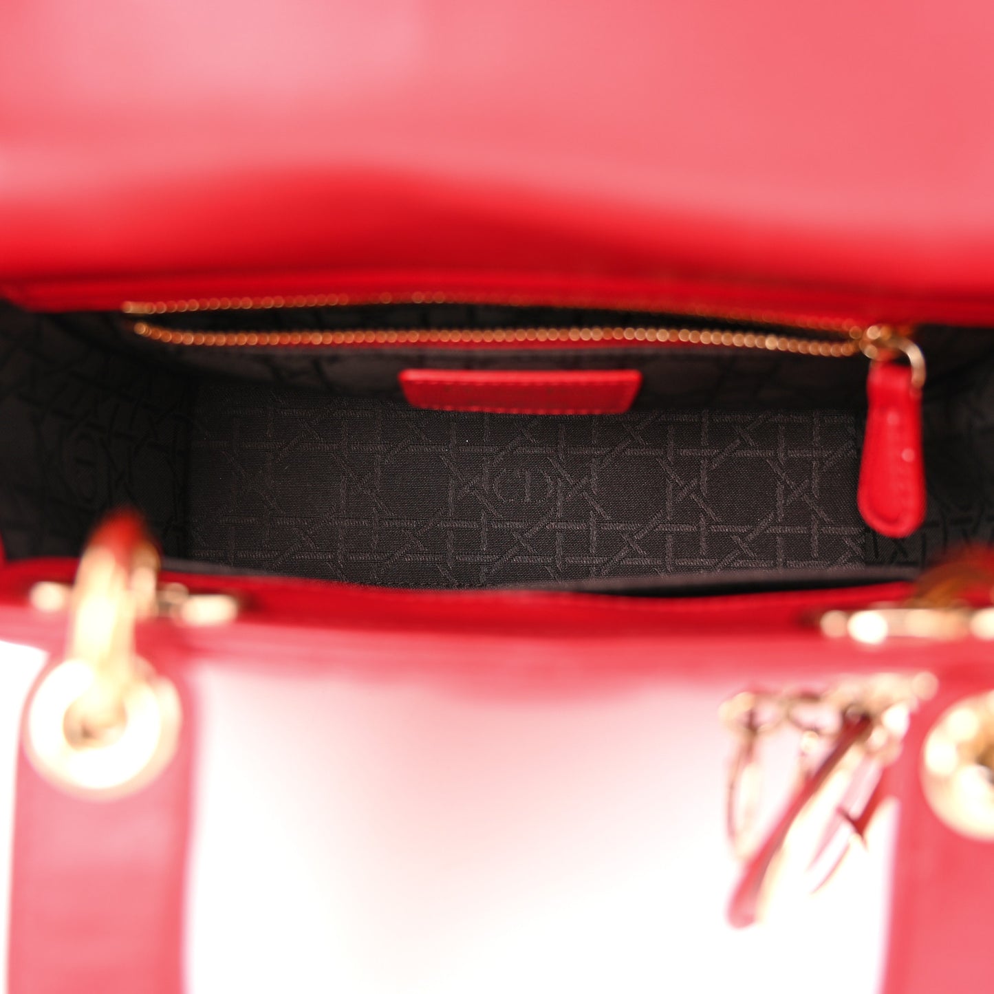 Lambskin Cannage Small Lucky Badges My Lady Dior Red