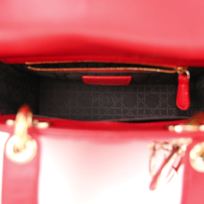 Christian Dior Lambskin Cannage Small Lucky Badges My Lady Dior Red 5 of 12