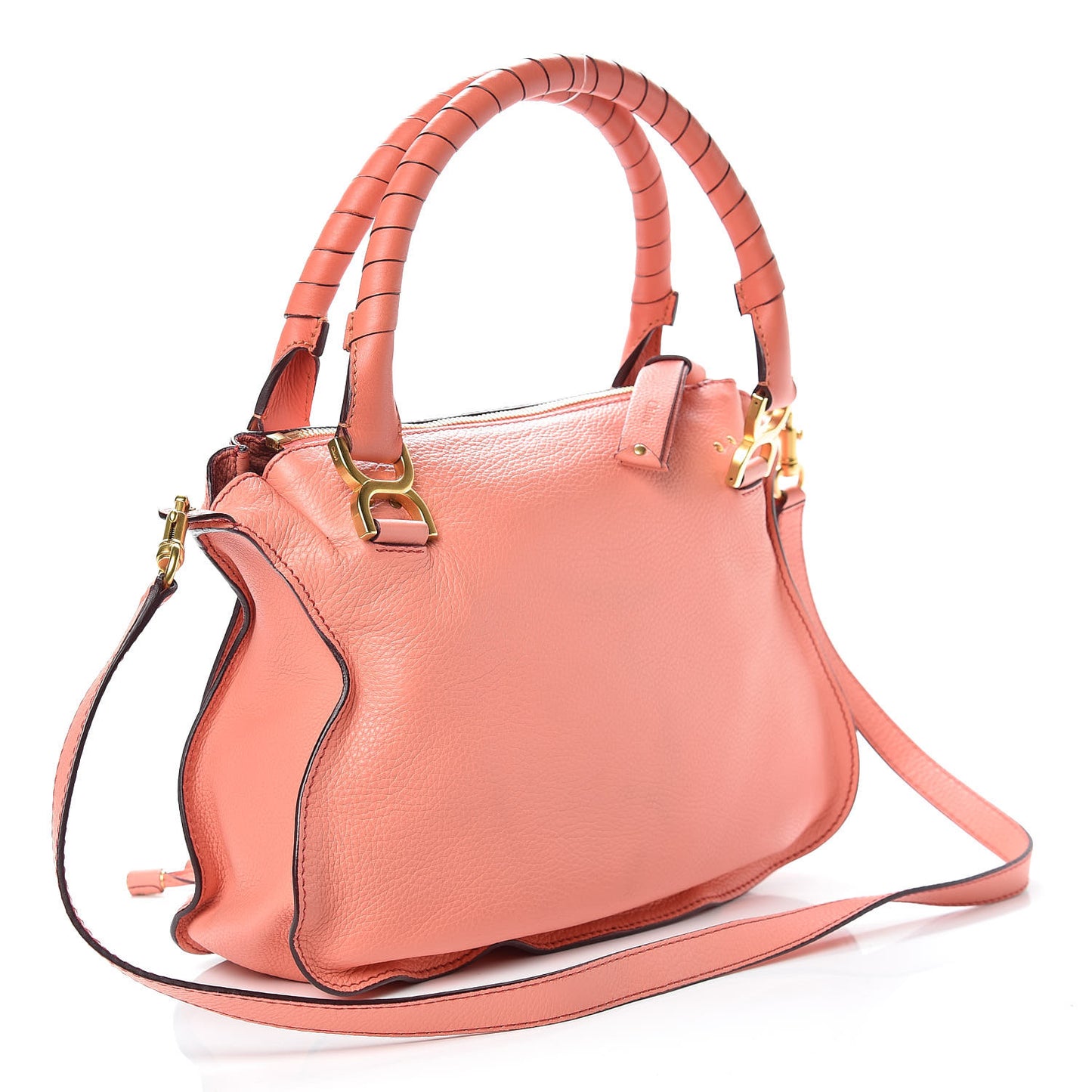 Calfskin Medium Marcie Satchel Coral Pop