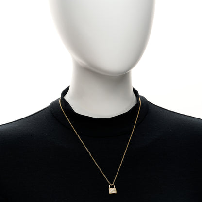 Tiffany 18K Yellow Gold Diamond Lock Pendant Necklace 2 of 6