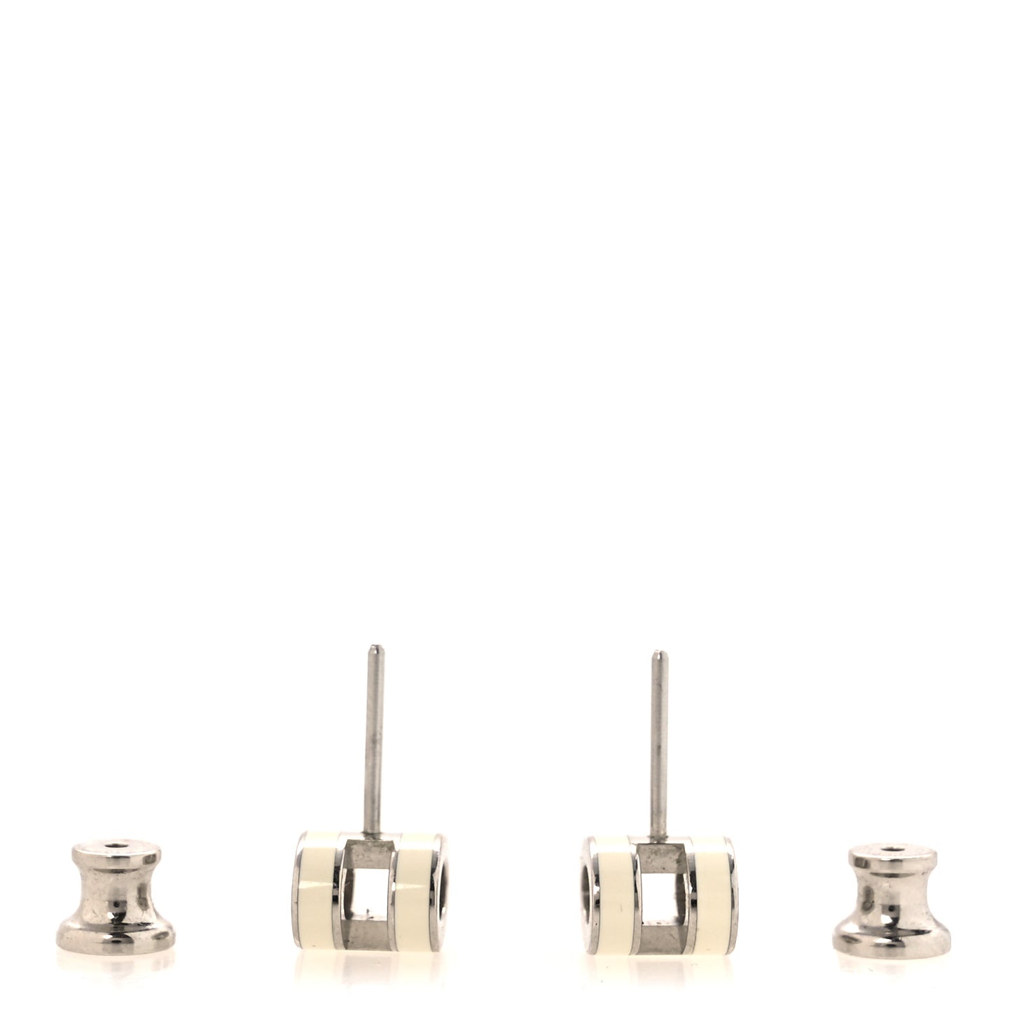 Palladium Lacquered Mini Pop H Earrings White