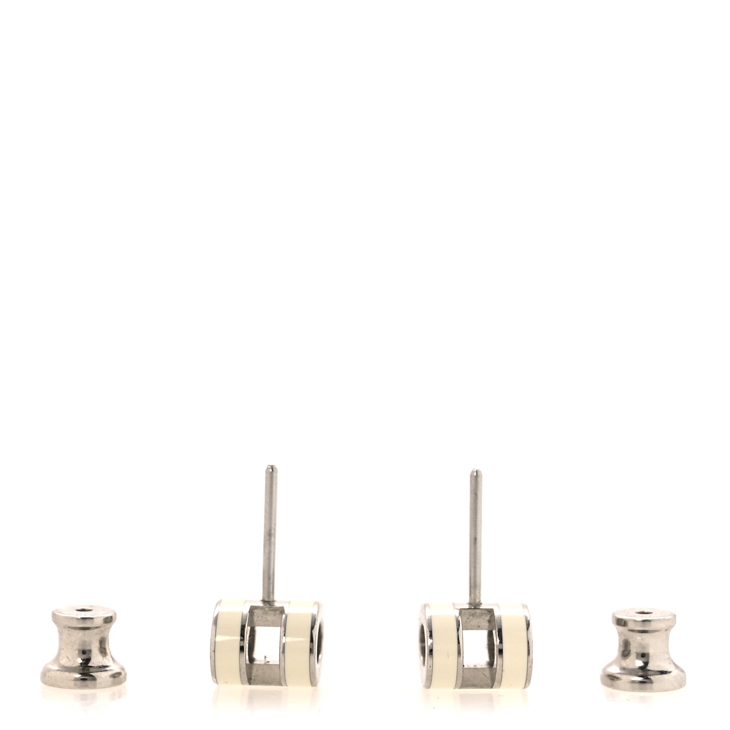Hermes Palladium Lacquered Mini Pop H Earrings White 3 of 7