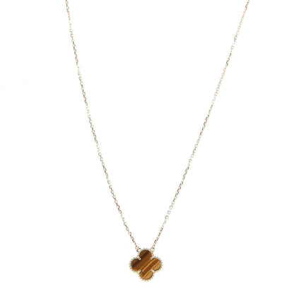 Van Cleef & Arpels 18K Yellow Gold Tiger Eye Vintage Alhambra Pendant Necklace 1 of 7