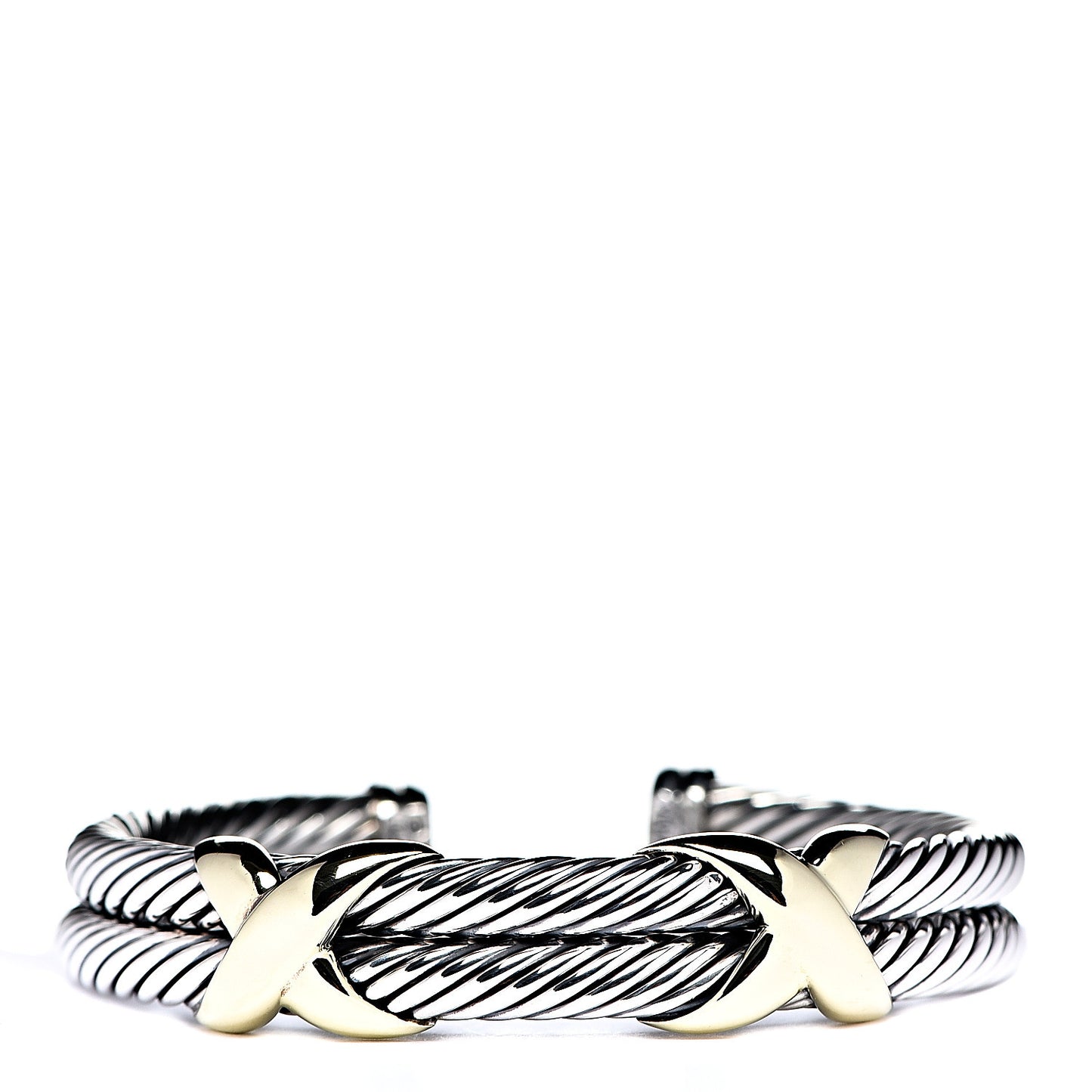 Sterling Silver 14K Yellow Gold 10mm Double X Bracelet