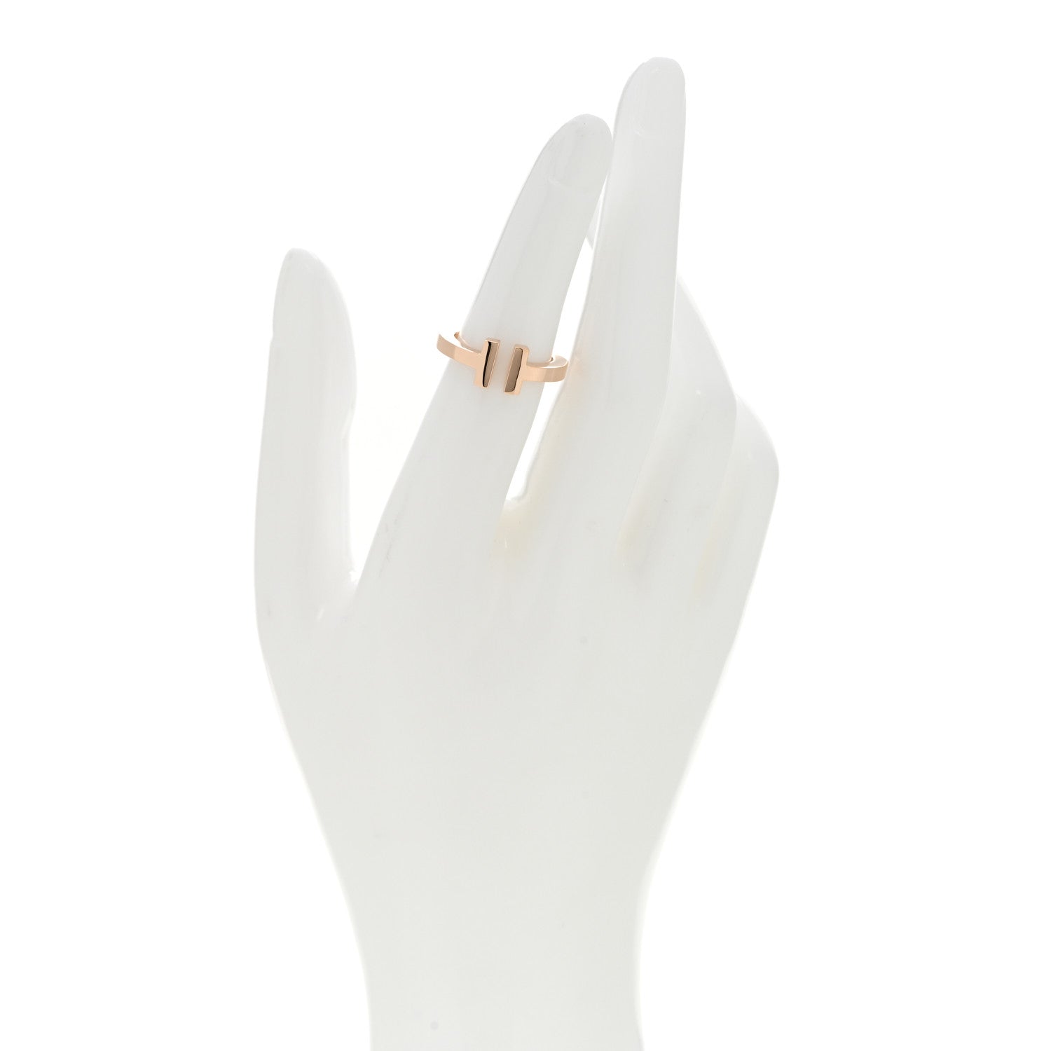 Tiffany 18K Rose Gold T Square Ring 49 5 2 of 4