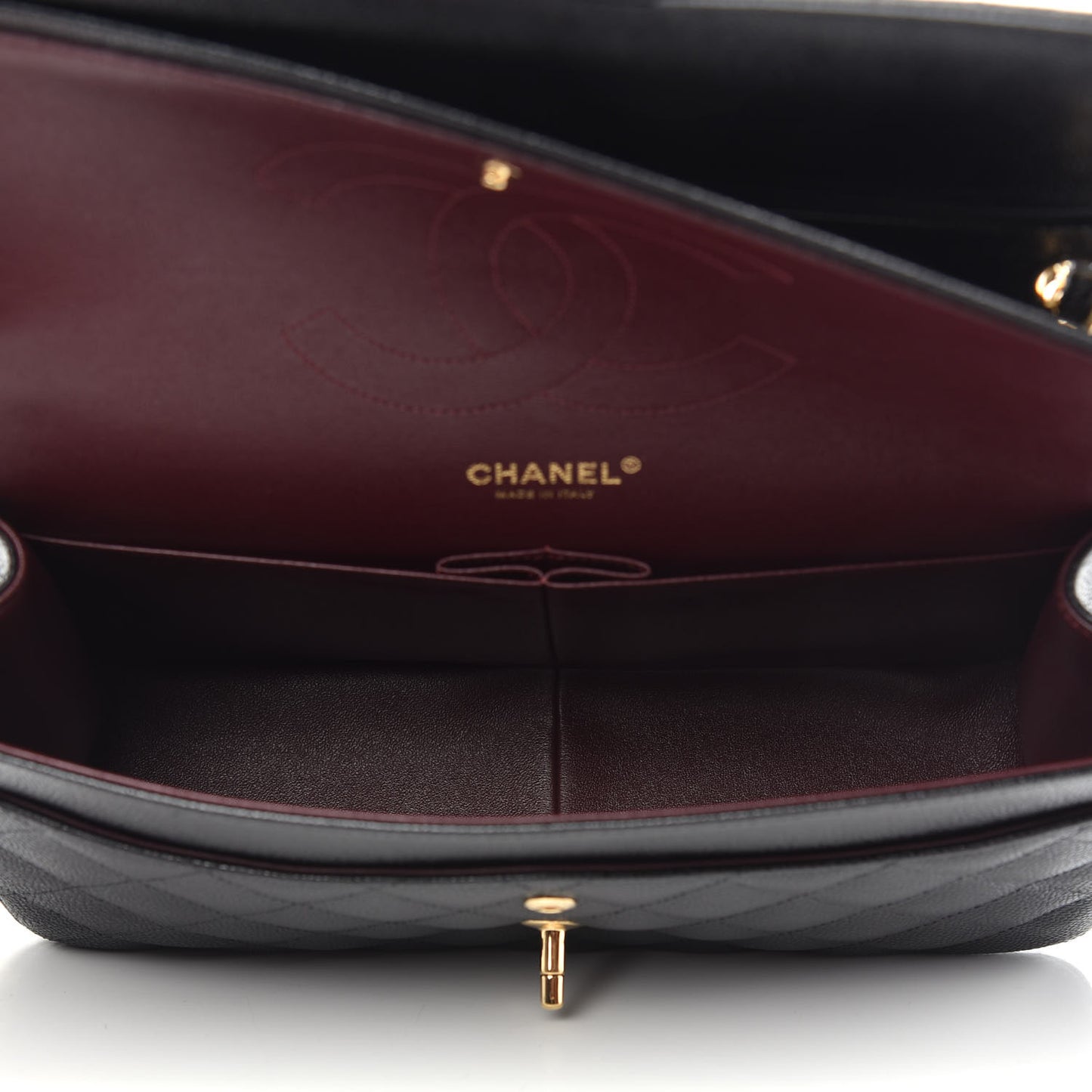 Caviar Quilted Jumbo Double Flap Black