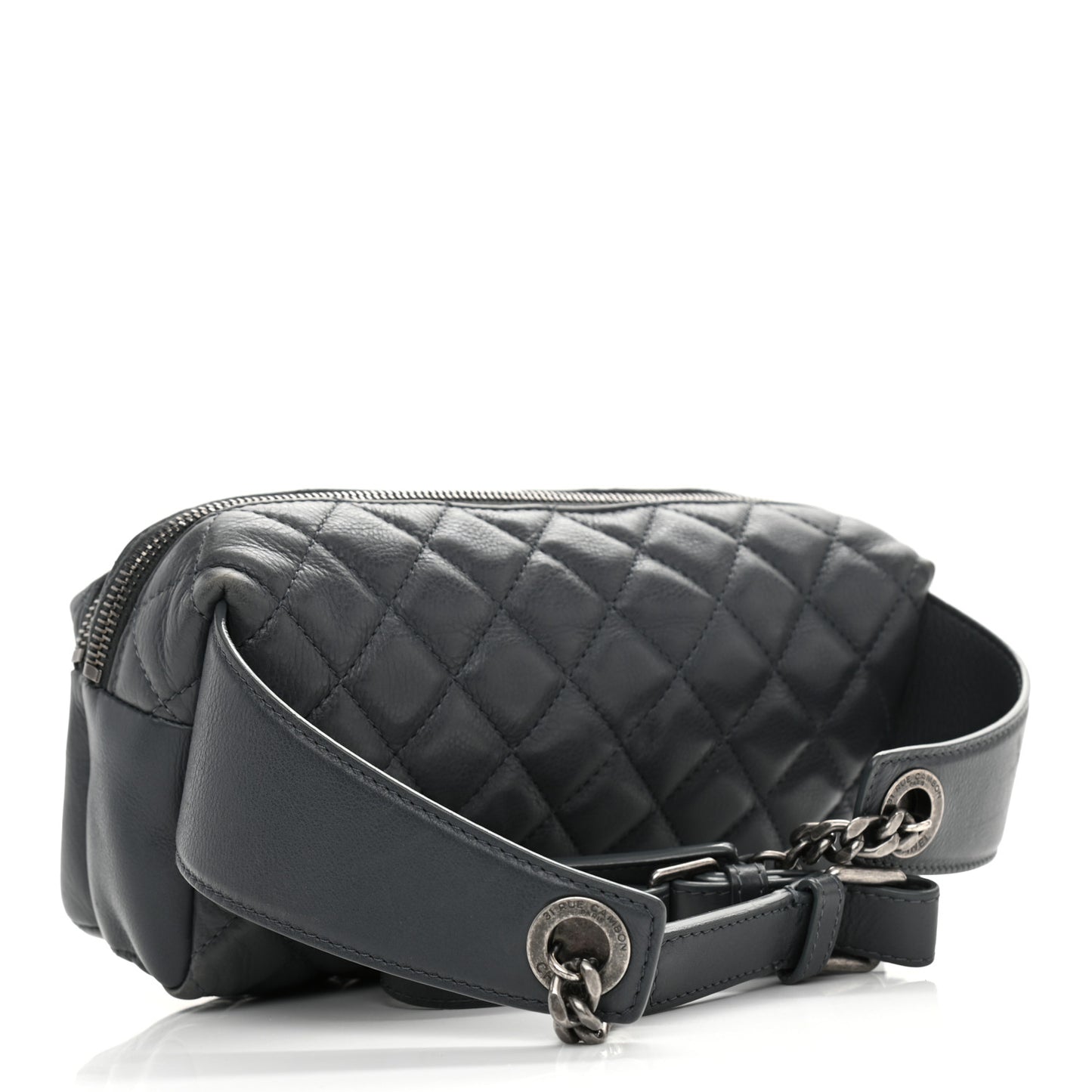 Calfskin Quilted Waist Bag Dark Grey