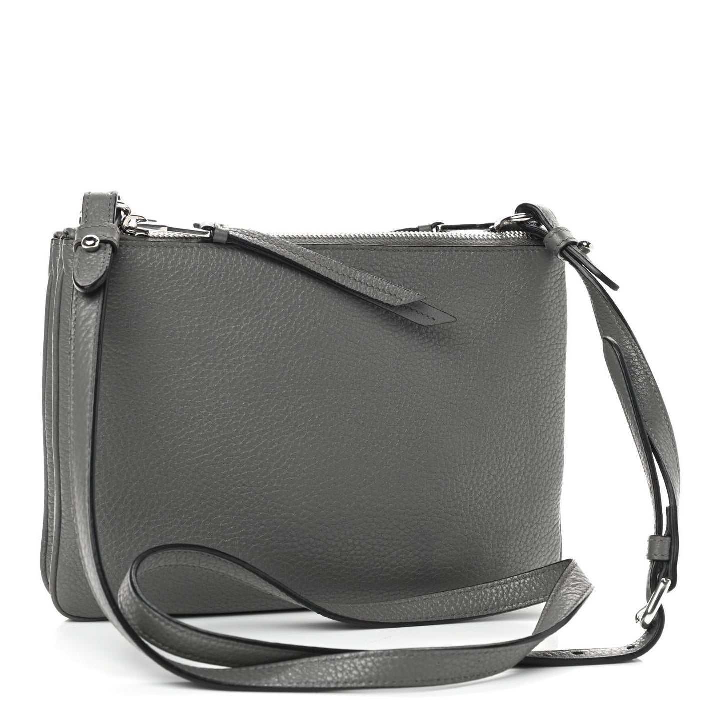 Vitello Phenix Double Zip Crossbody Bag Marmo