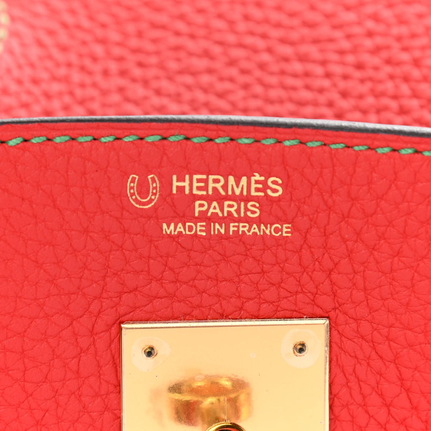 Togo Bi-Color Horseshoe Birkin 30 Bamboo Rouge Tomate