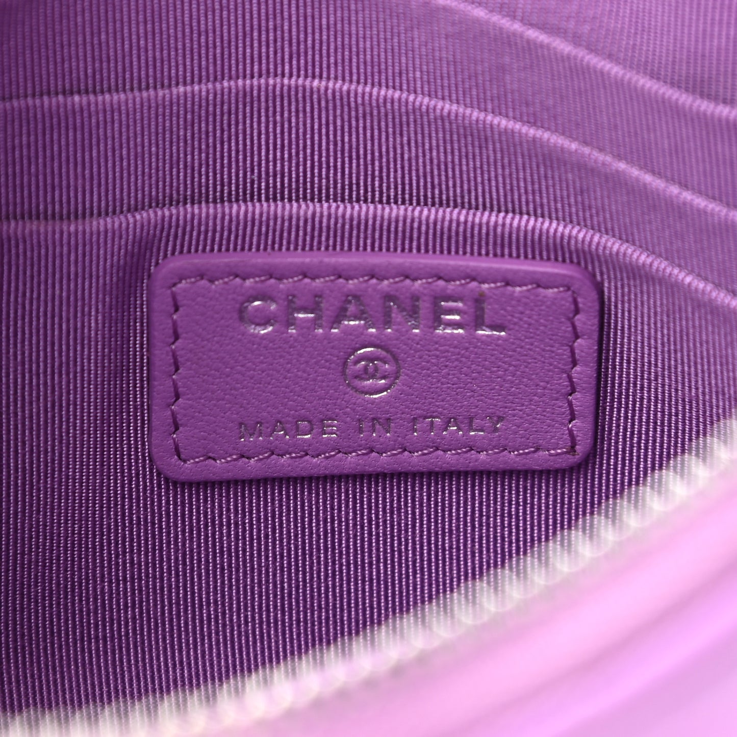 Lambskin Quilted Zipped Pouch Purple