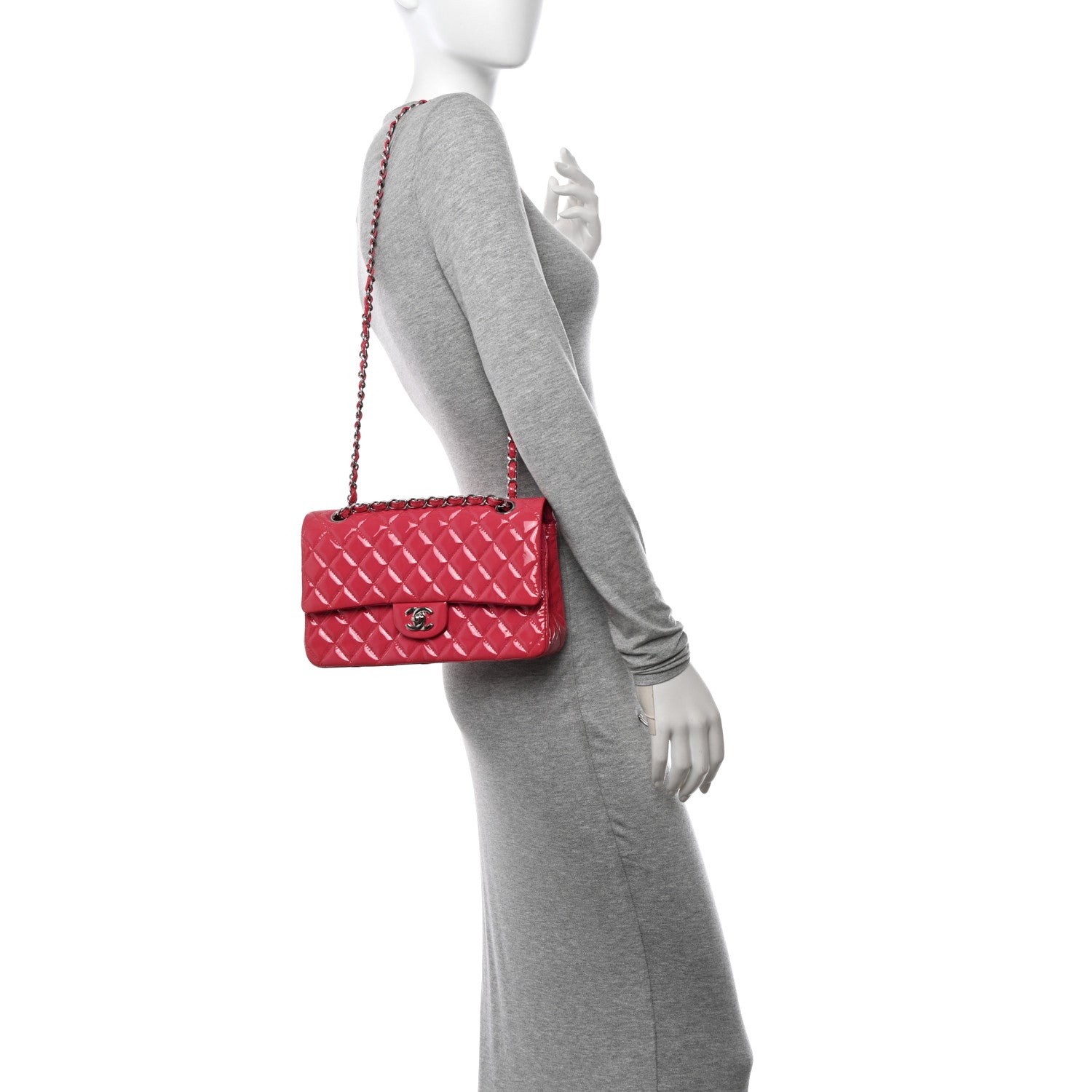 Chanel Patent Calfskin Quilted Medium Double Flap Pink 2 of 14