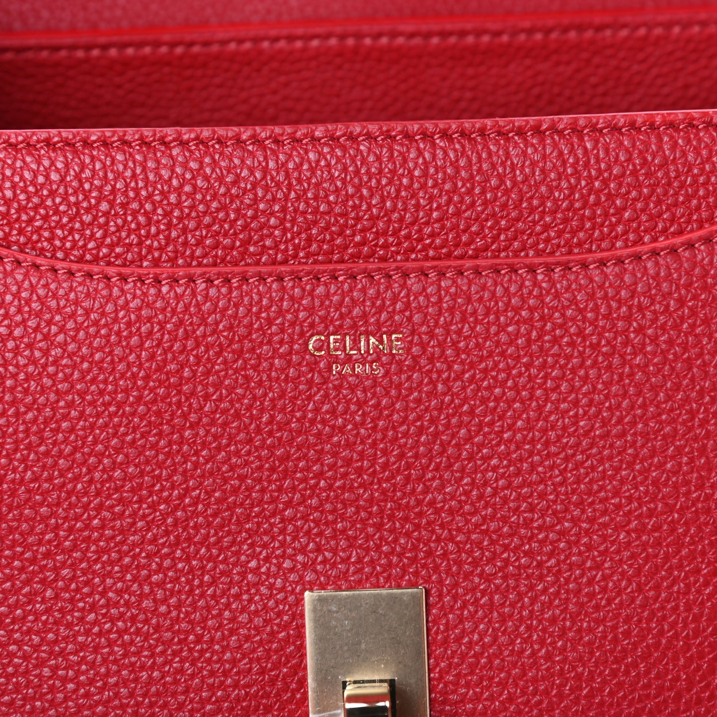 Grained Calfskin Small 16 Top Handle Bag Red