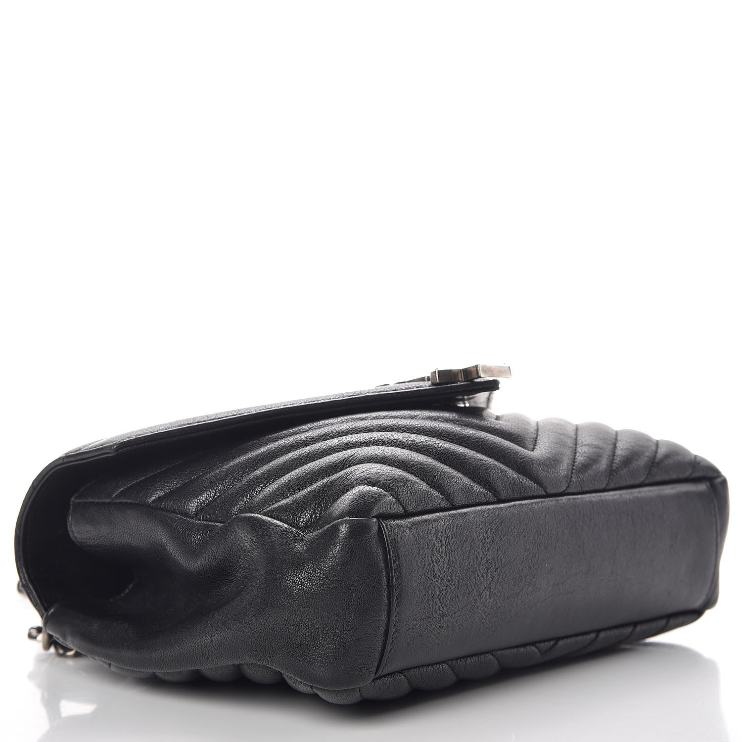 Saint Laurent Sheepskin Matelasse Chevron Monogram Medium College Bag Black 4 of 16