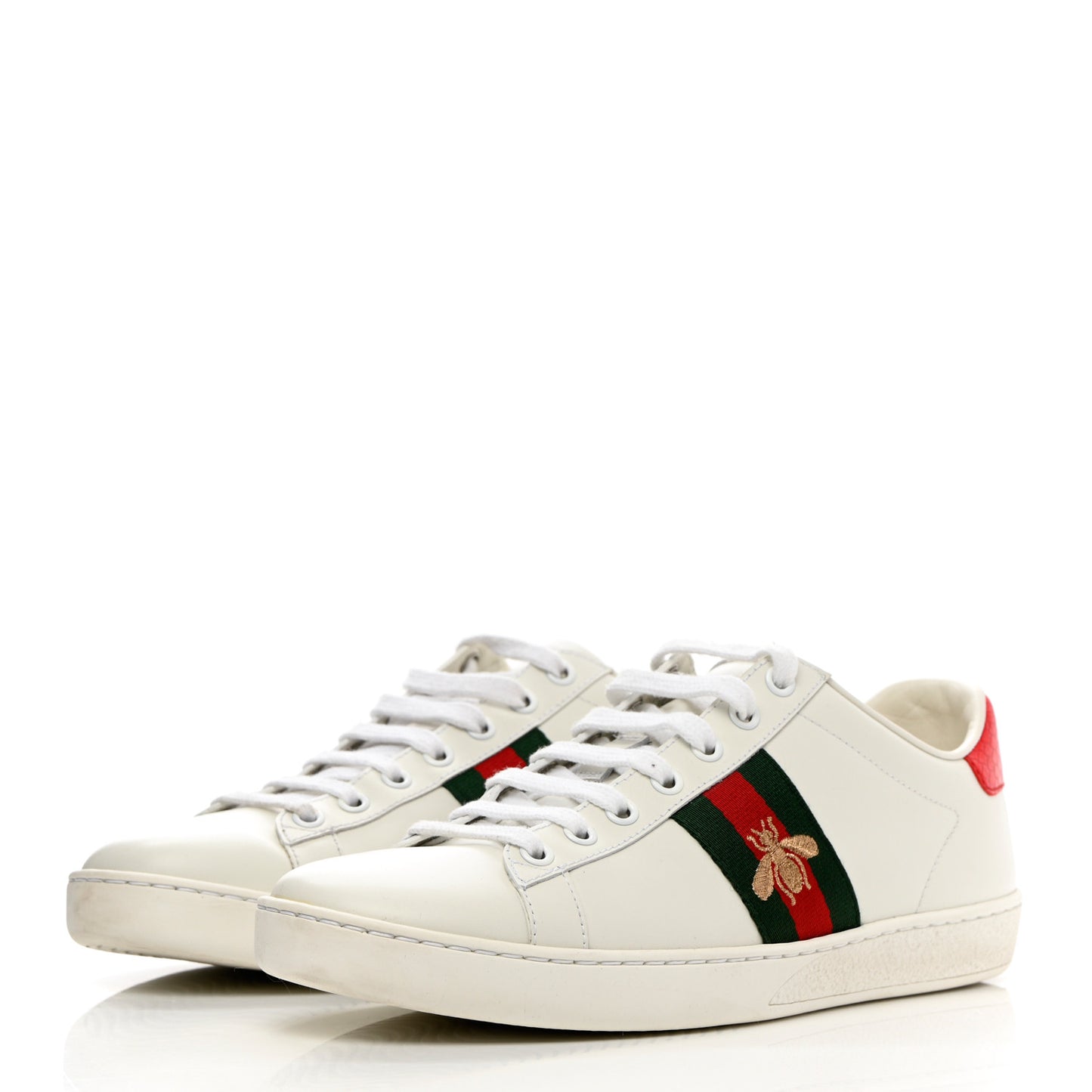 Calfskin Ayers Bee Embroidered Womens Ace Sneakers 38.5 White Green