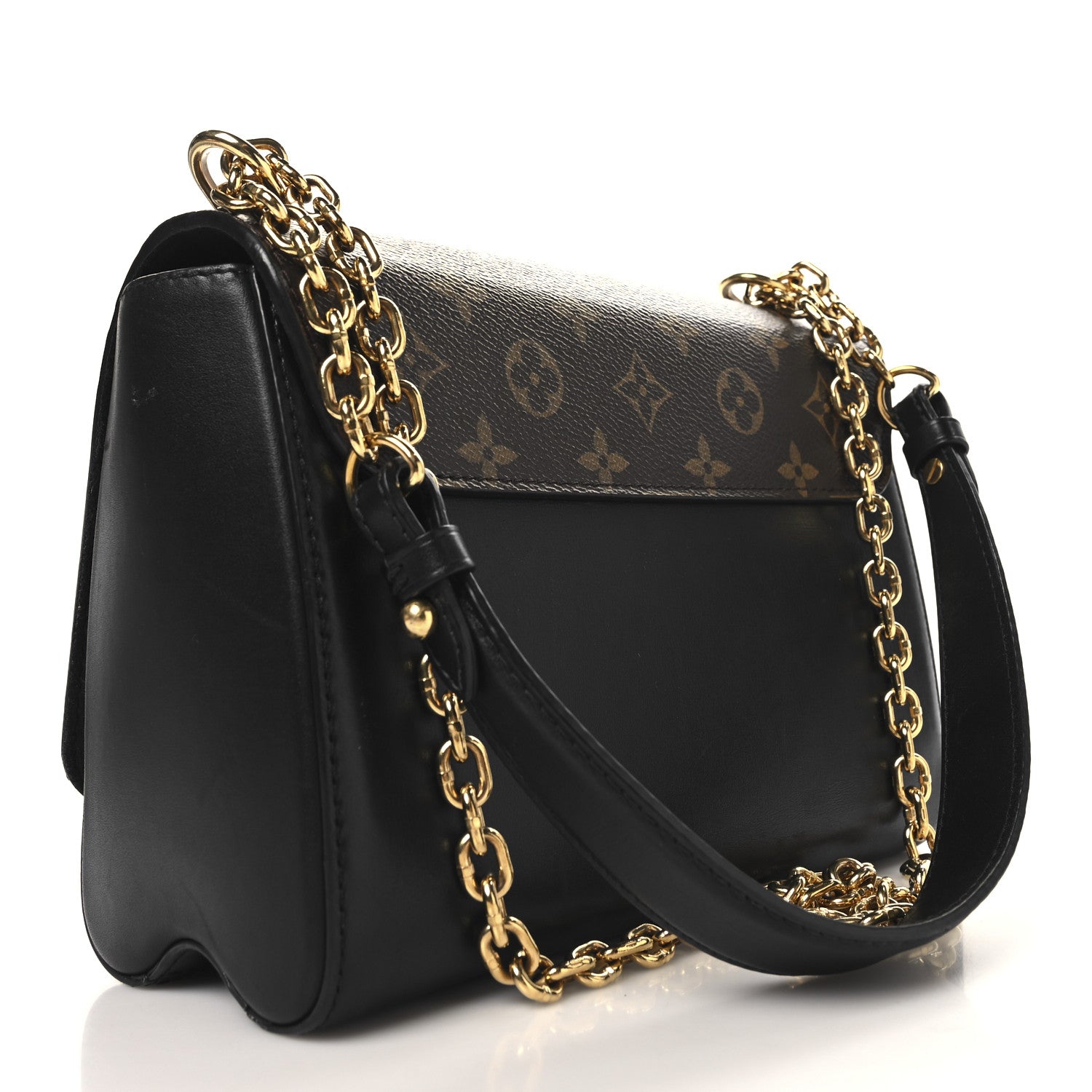 Louis Vuitton Veau Satin Monogram Twist Shoulder Bag MM Black 4 of 13