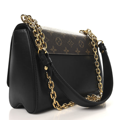Louis Vuitton Veau Satin Monogram Twist Shoulder Bag MM Black 4 of 13