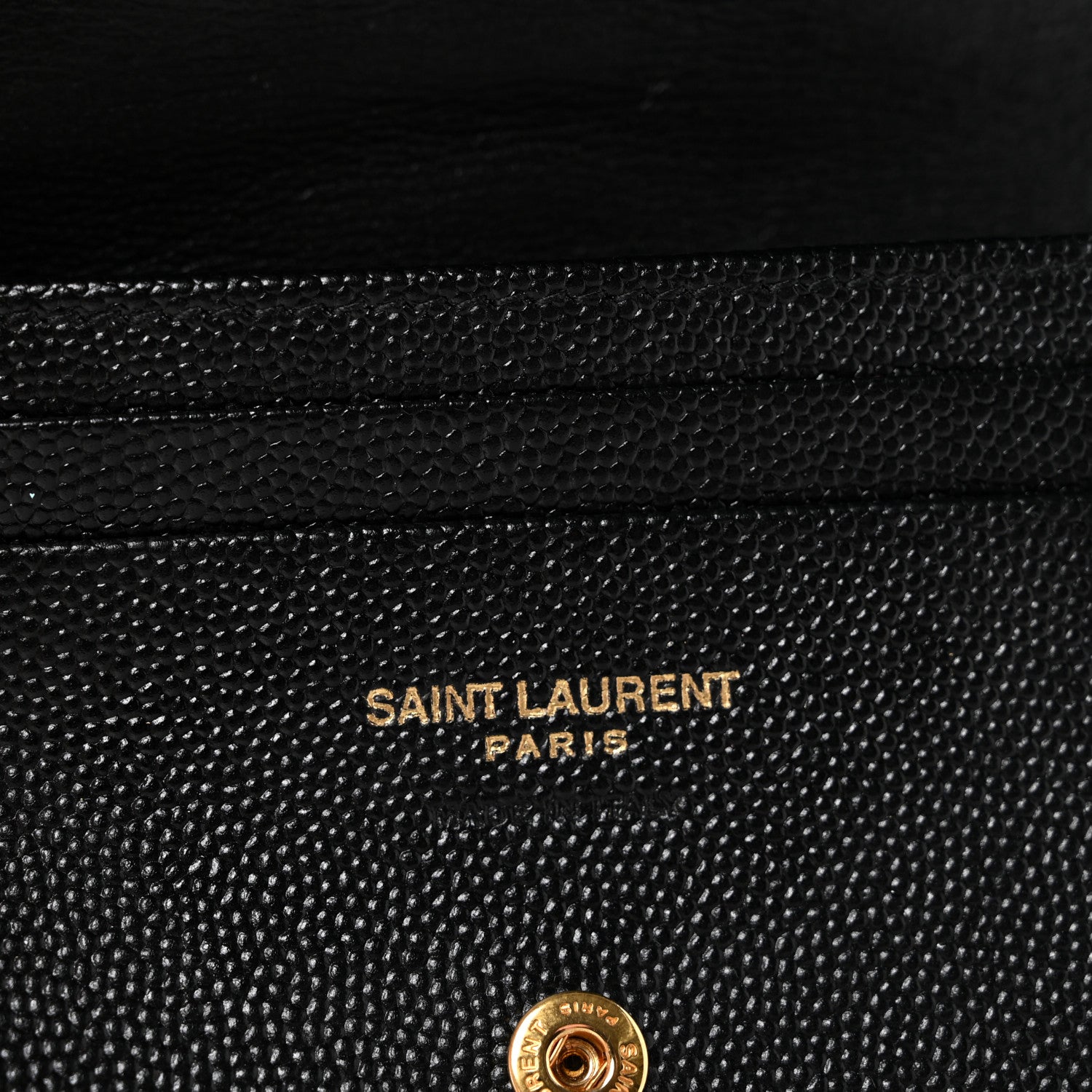 Saint Laurent Grain De Poudre Matelasse Chevron Monogram Flap Card Case Black 6 of 13