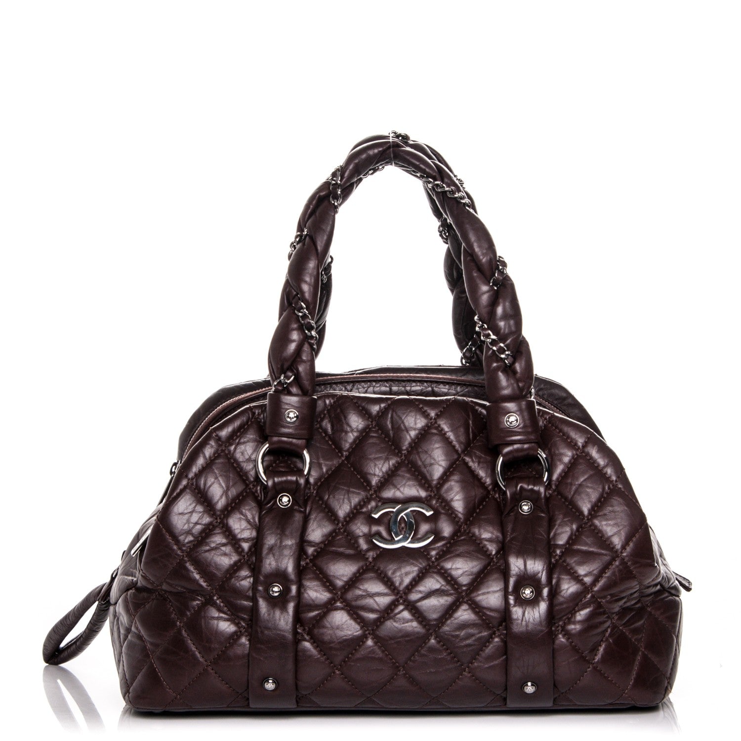 Chanel Distressed Lambskin Vintage Ligne Lady Braid Tote Brown 1 of 8