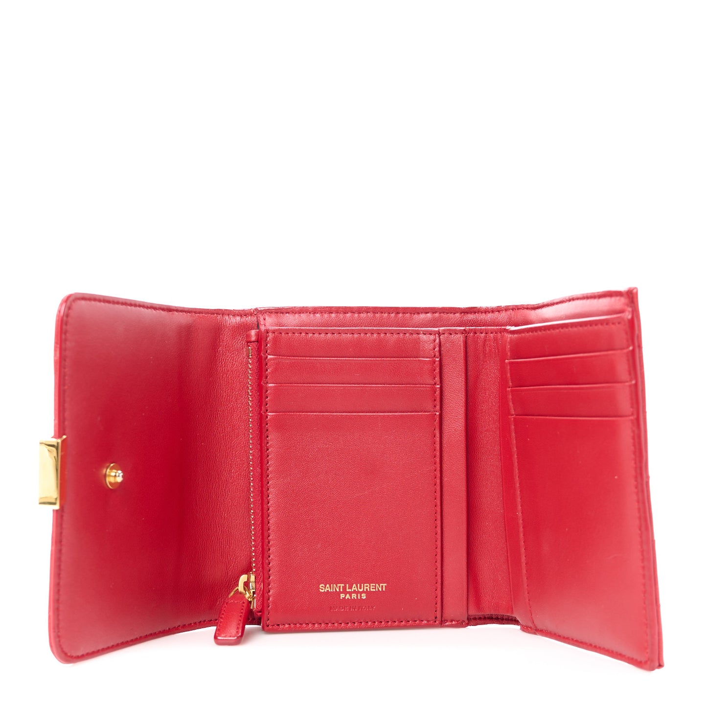 Lambskin Matelasse Monogram Vicky Tri-Fold Wallet Black