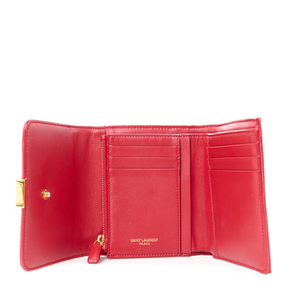 Saint Laurent Lambskin Matelasse Monogram Vicky Tri-Fold Wallet Black 7 of 14