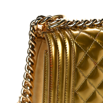Chanel Metallic Patent Calfskin Quilted Medium Boy Flap Gold 23 of 26