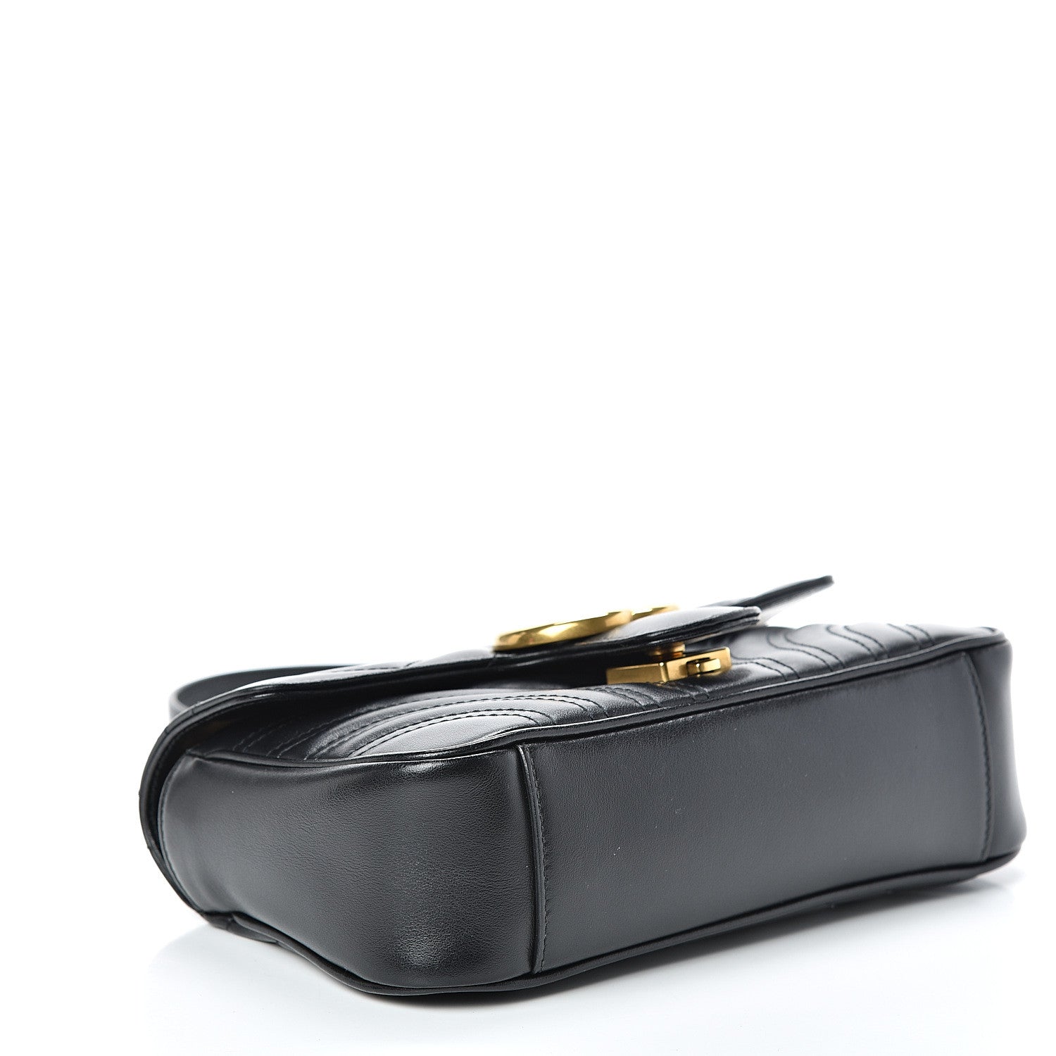 Gucci Calfskin Matelasse Mini GG Marmont Shoulder Bag Black 3 of 14