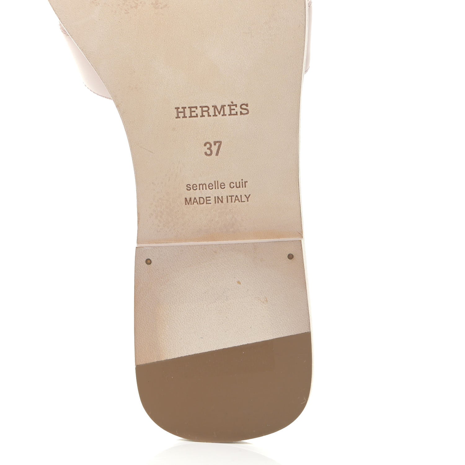 Hermes Box Calfskin Oran Sandals 37 Rose Pale 9 of 12