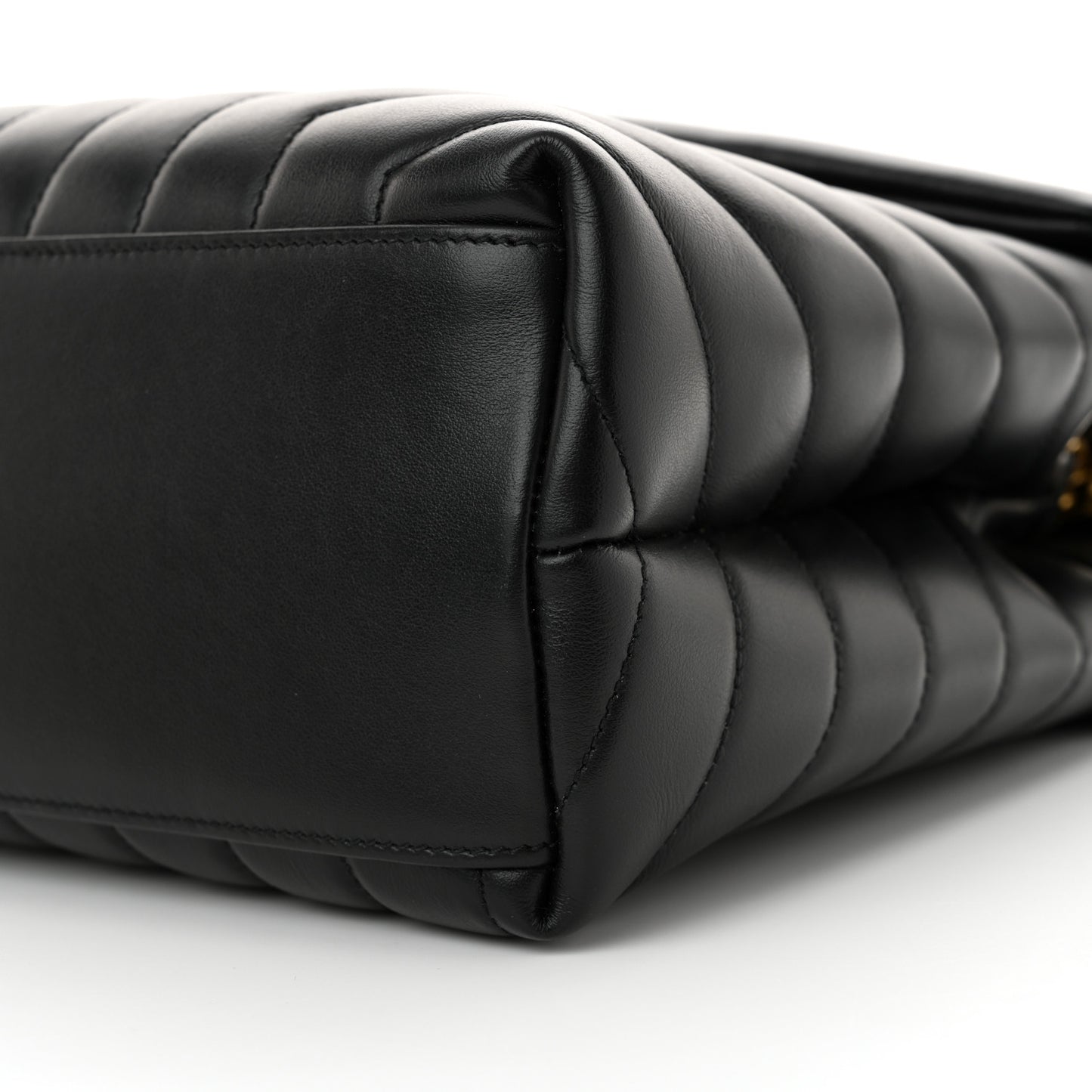 Calfskin Y Quilted Monogram Medium Loulou Chain Satchel Black