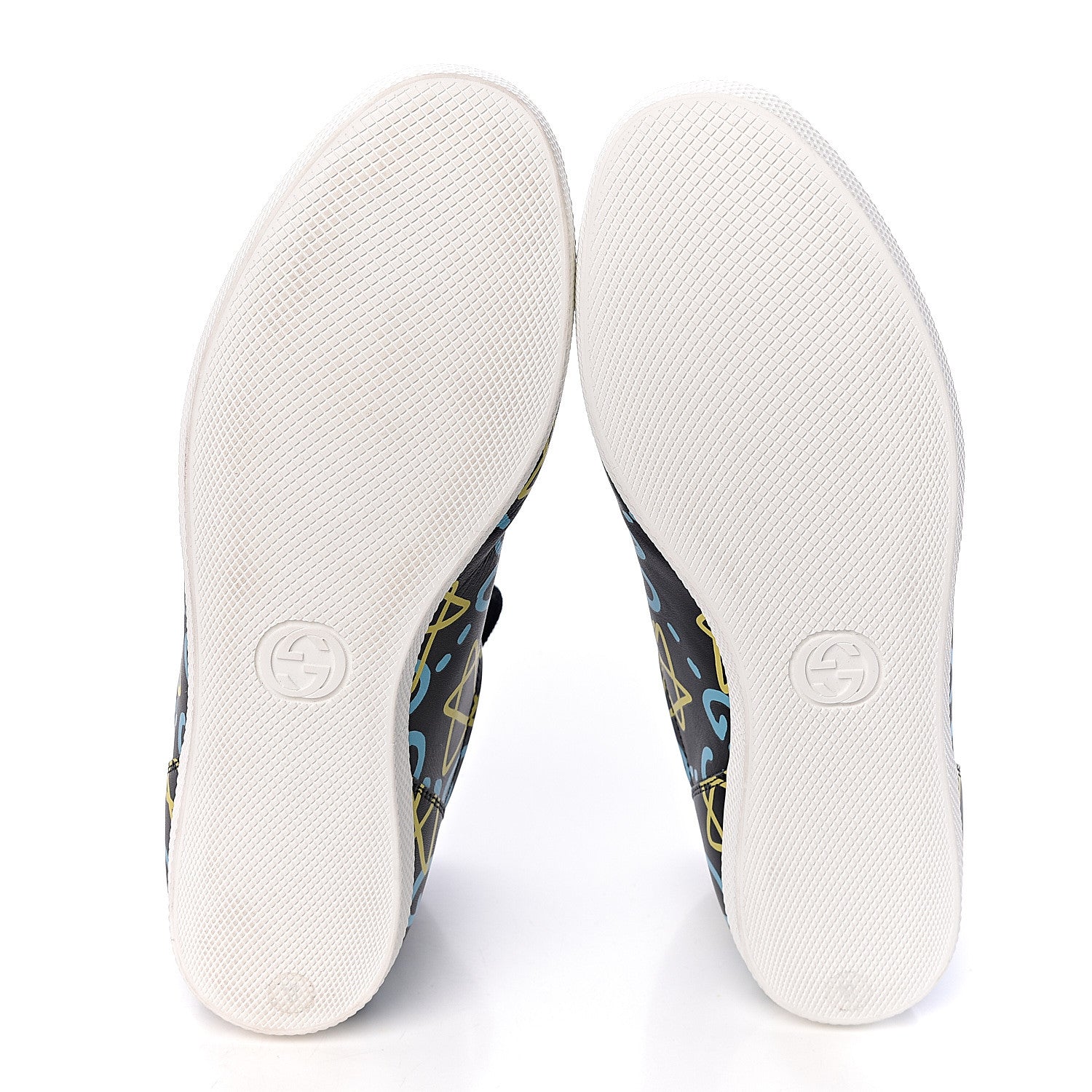 Gucci Calfskin GucciGhost Print Womens High Top Sneakers 37 Black New Acquamarine 5 of 9