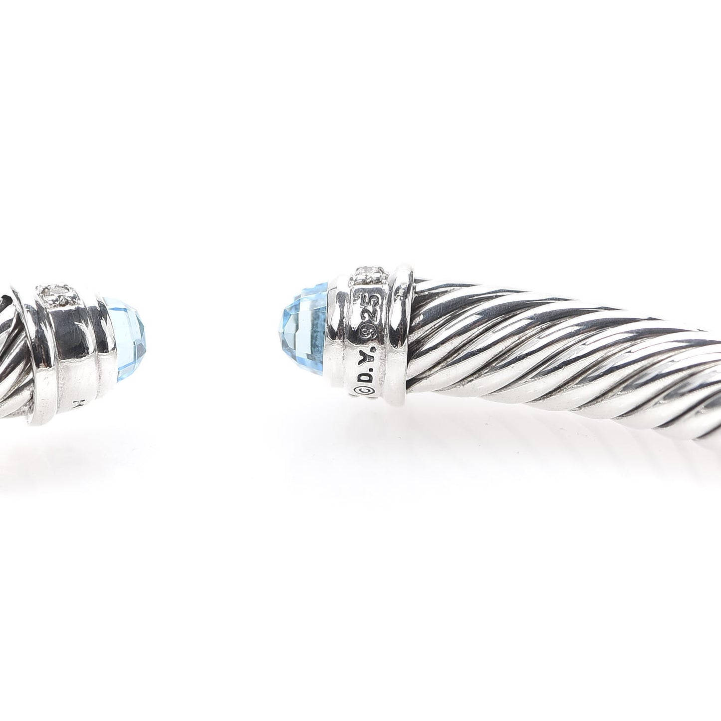 Sterling Silver Diamond Blue Topaz 5mm Cable Classics Bracelet