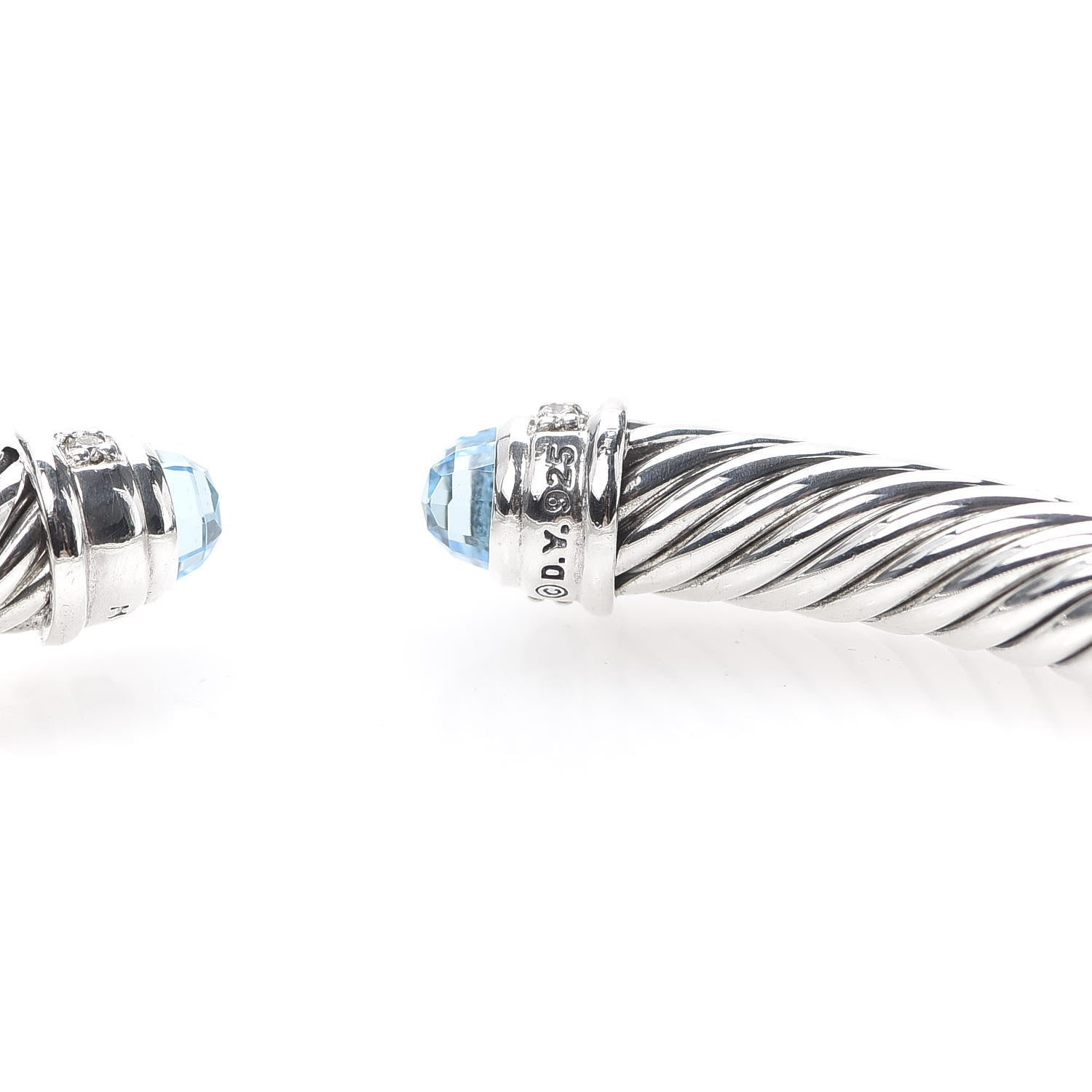 David Yurman Sterling Silver Diamond Blue Topaz 5mm Cable Classics Bracelet 4 of 4