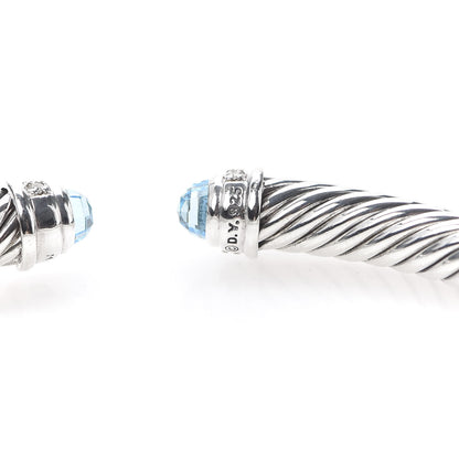 David Yurman Sterling Silver Diamond Blue Topaz 5mm Cable Classics Bracelet 4 of 4