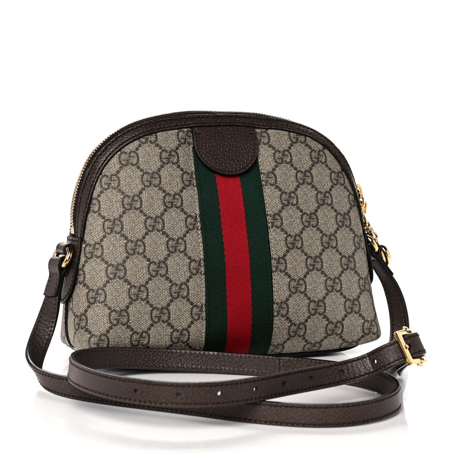 GG Supreme Monogram Textured Dollar Calfskin Web Small Ophidia Dome Shoulder Bag Beige Ebony New Acero