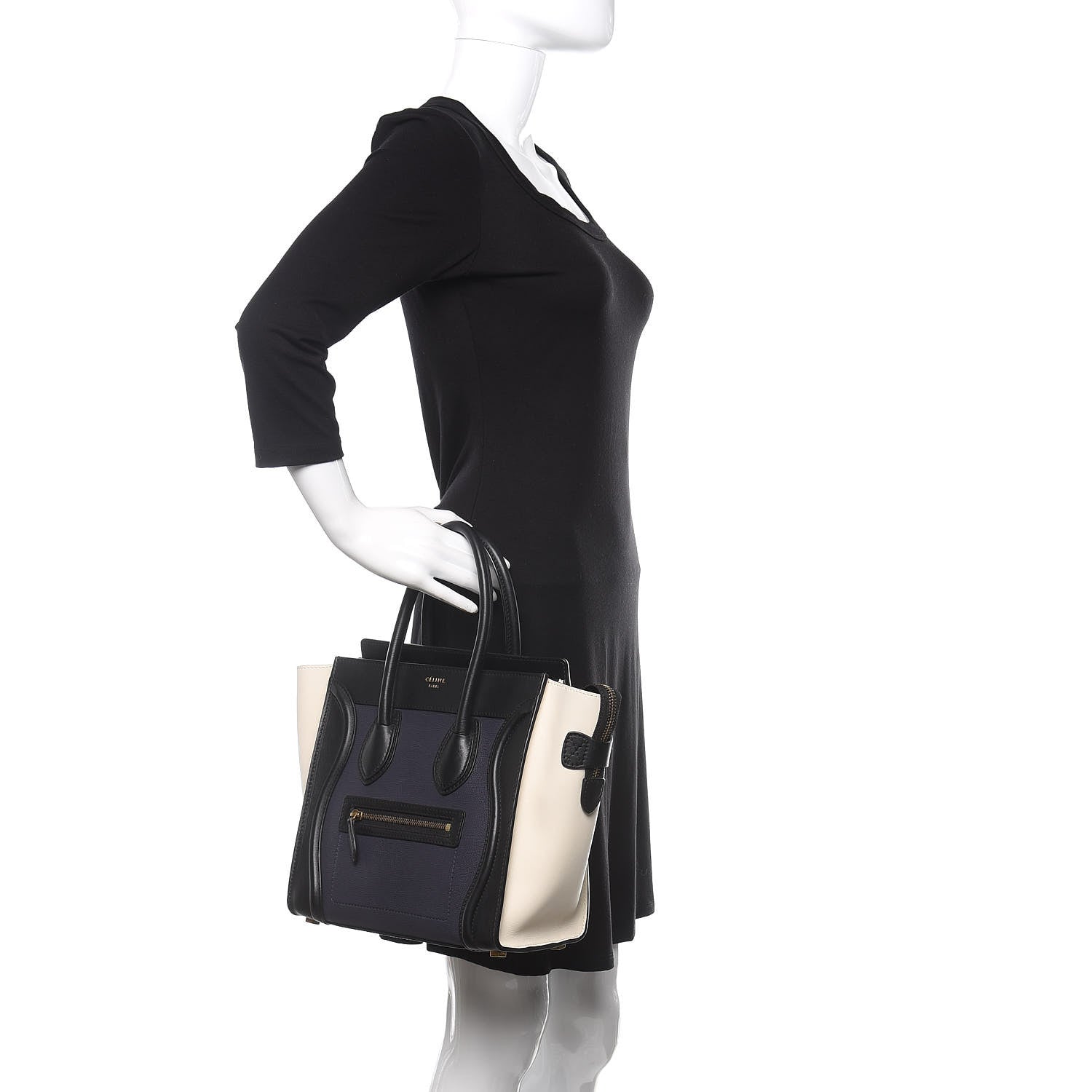 Celine Textured Calfskin Micro Tri-Color Luggage Navy Blue 2 of 11