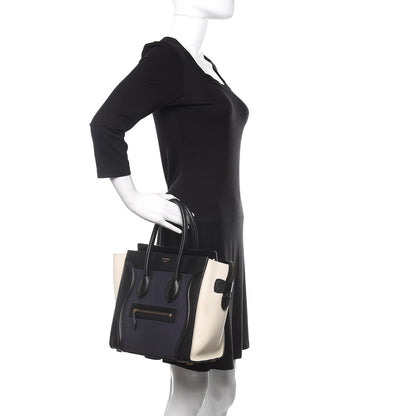 Celine Textured Calfskin Micro Tri-Color Luggage Navy Blue 2 of 11