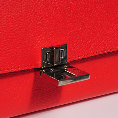 Celine Drummed Calfskin Suede Double Zip Trapeze Vermillion 7 of 19