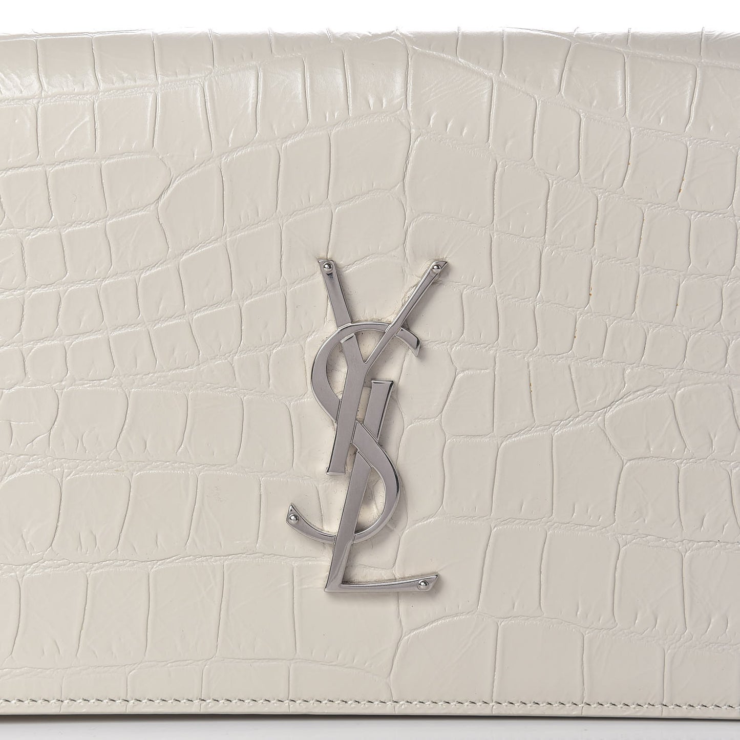 Calfskin Crocodile Embossed Classic Kate Monogram Clutch Porcellana