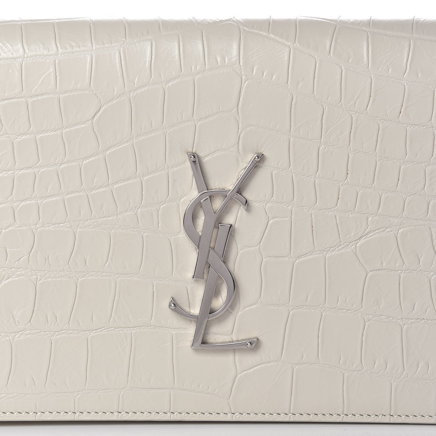 Saint Laurent Calfskin Crocodile Embossed Classic Kate Monogram Clutch Porcellana 8 of 8