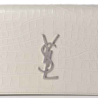 Saint Laurent Calfskin Crocodile Embossed Classic Kate Monogram Clutch Porcellana 8 of 8