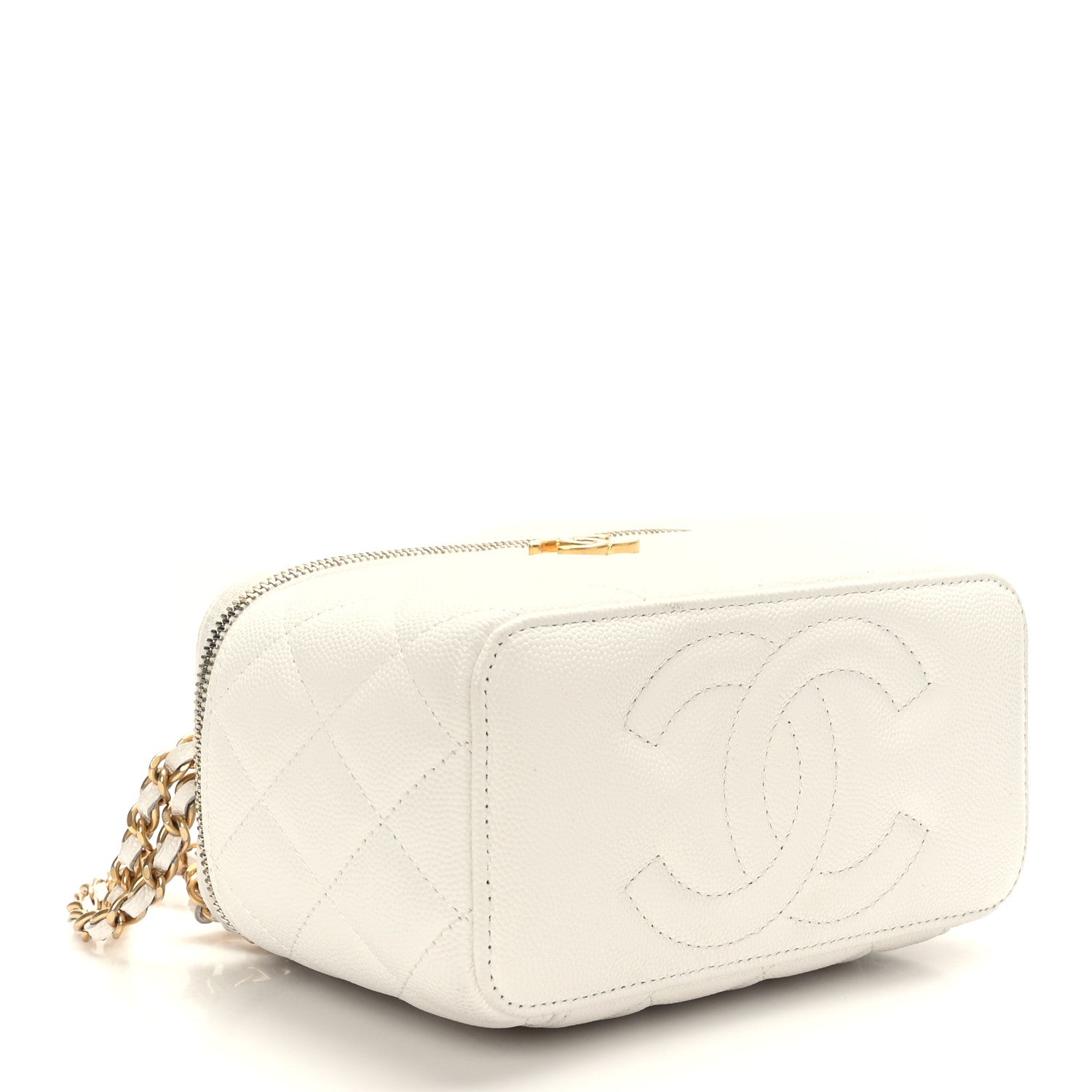 Chanel Caviar Quilted Coco Bracelet Vanity Case With Chain White 5 of 11